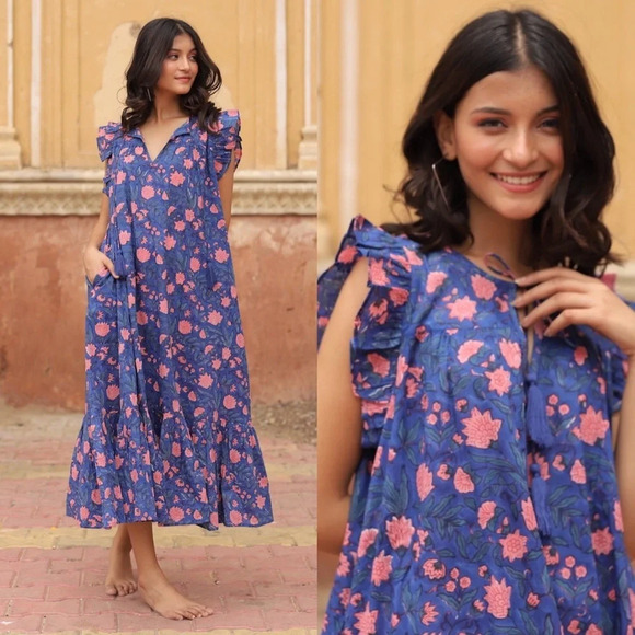 The Fox and The Mermaid Venice Aarya Tent Maxi Dress Floral Sleeveless Tiered M - Picture 4 of 15